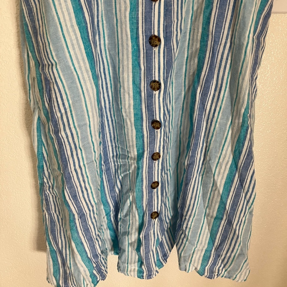 Time & Tru linen striped button down dress size L new with tags - Picture 4 of 4